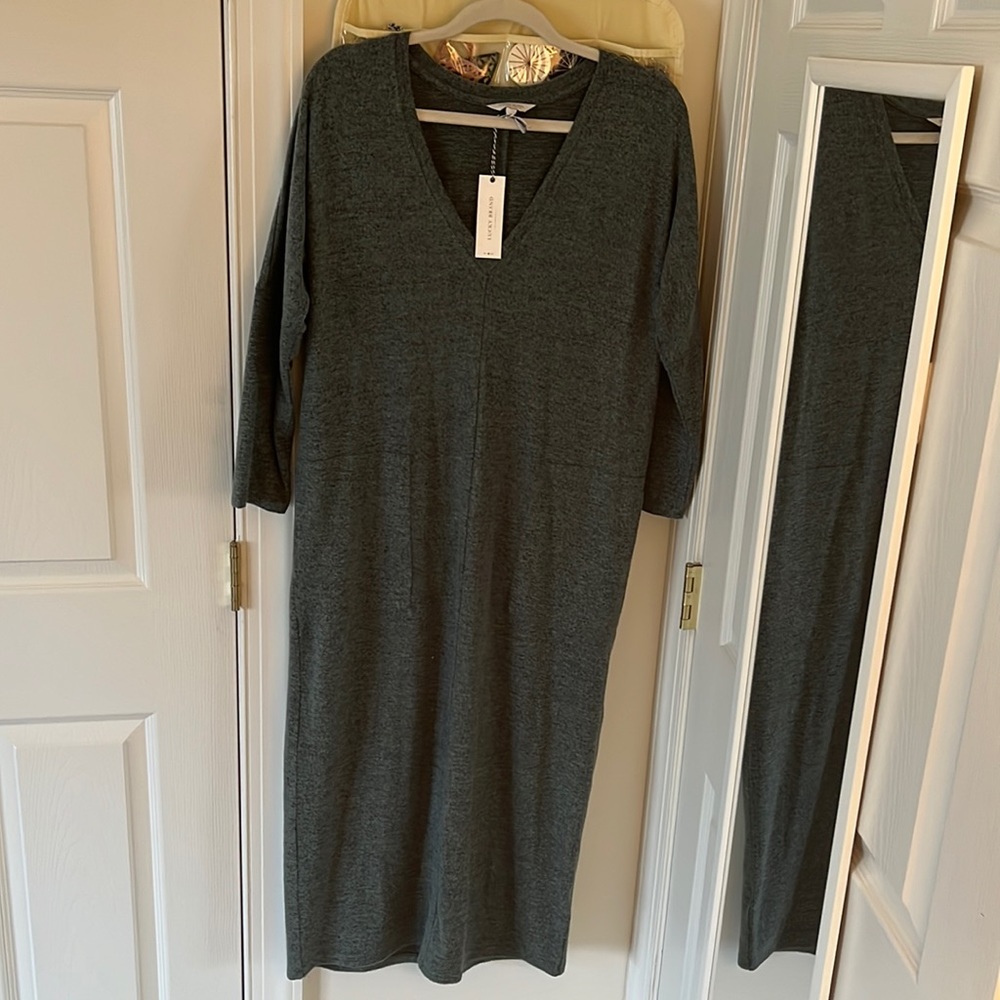 Lucky Brand Midi Dress Green/Grey NWT